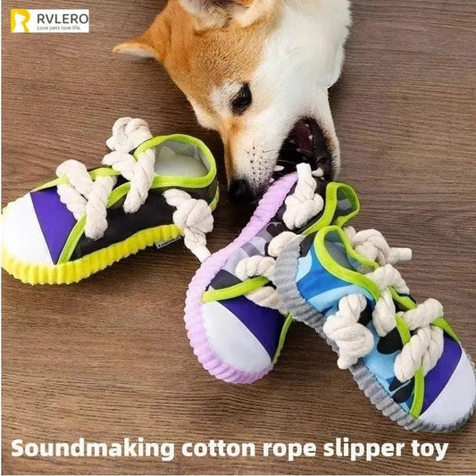 Dog Toys Pet Cotton Rope Slippers Sound Making Toys Dog Teeth Grinding Cleaning Teeth Built-in BB Airbag Round Ball Bell Various