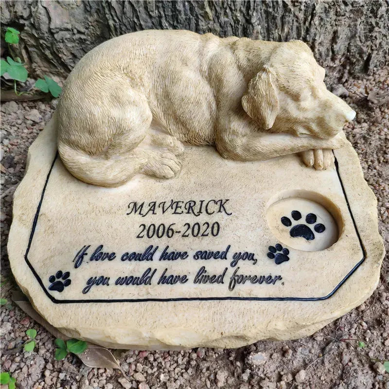 Personalized Pet Memorial Stones Garden Stones Dog Memorial Stones with A Sleeping Dog On The Top JSYS