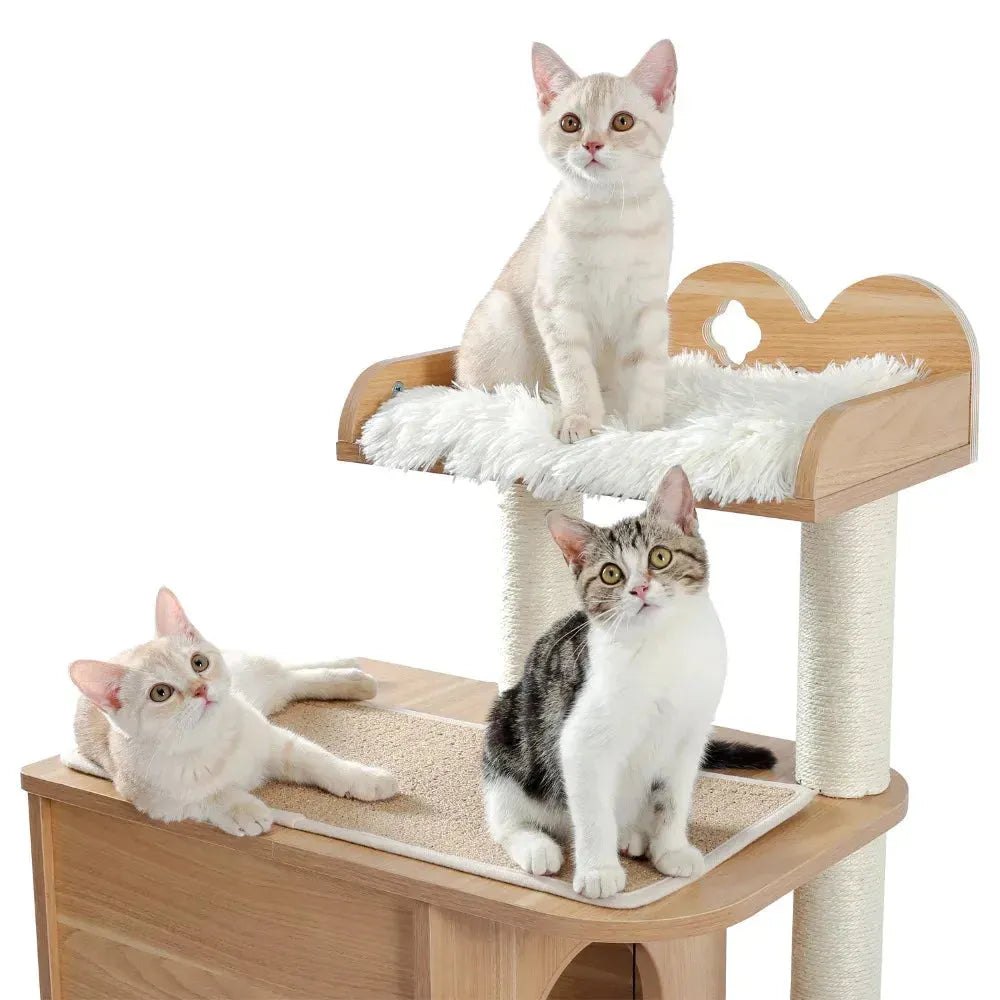 Cat Tree Cat Tower with Scratching Posts and Plush Condo Cat Furniture for Small Spaces Multi-Level Stand House Activity Tower