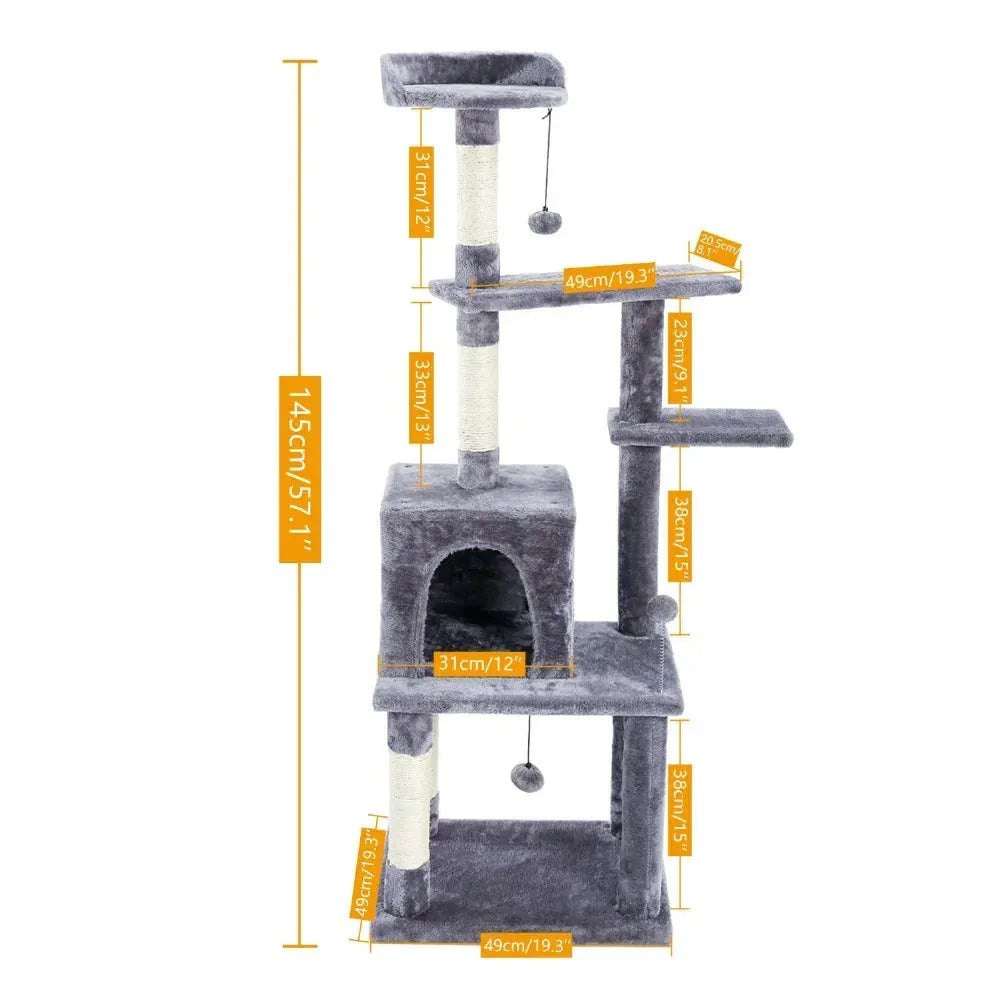 Cat Tree Cat Tower with Scratching Posts and Plush Condo Cat Furniture for Small Spaces Multi-Level Stand House Activity Tower