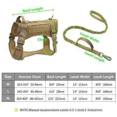 Dog Training Harness Leash Military Tactical Dogs Harnesses Working Dog Vest Pet Bungee Leash For German Shepherd Bulldog
