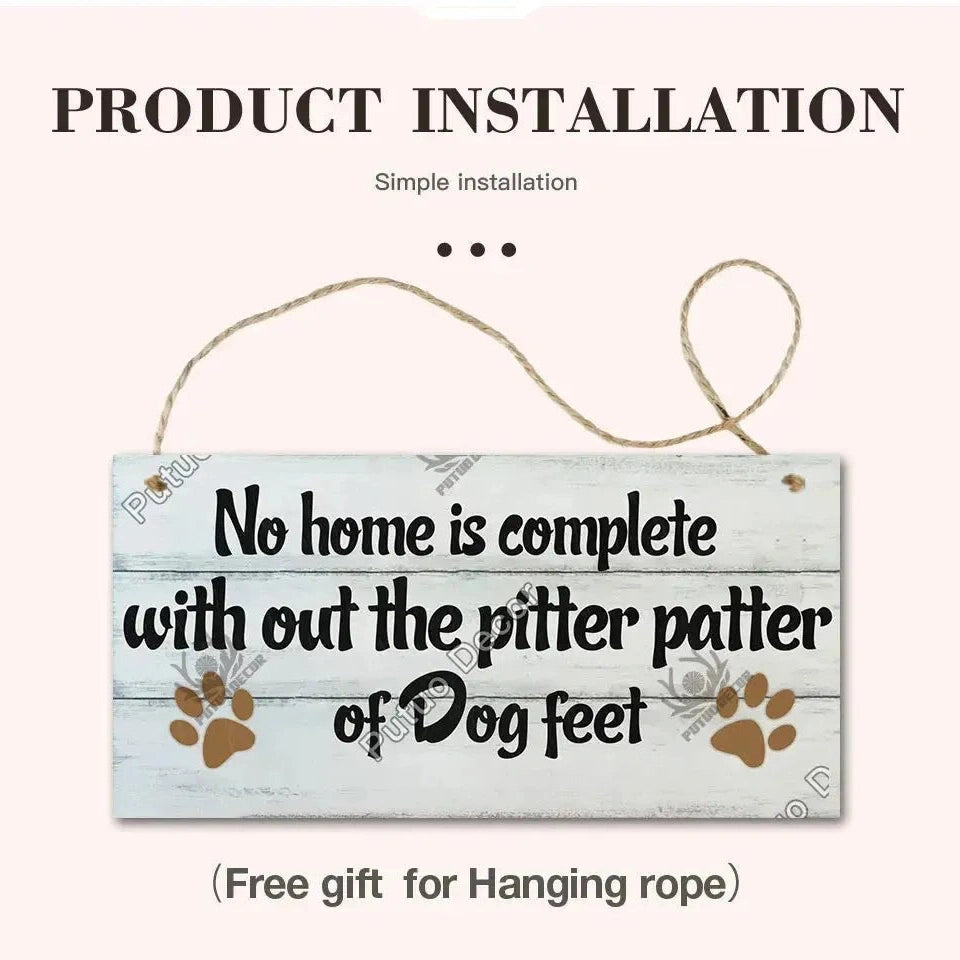 Putuo Decor Pet Dog Love Gifts Wooden Plaque Sign Wood Hanging Sign for Dog House Decor Home Decoration Wooden Wall Plaque