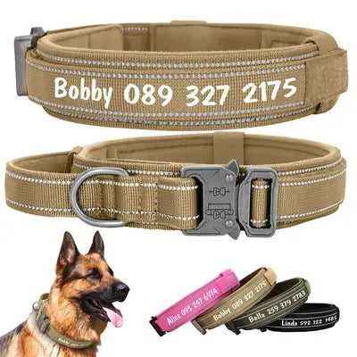 Personalized Dog Collar Military Tactical Dog Training Collars Reflective Durable Free Print With Handle Strong For Large Dogs