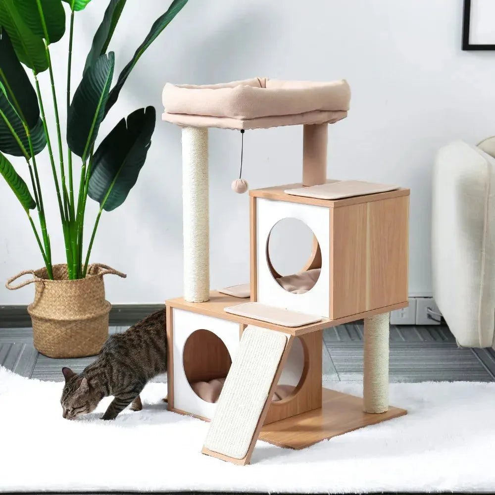 Cat Tree Cat Tower with Scratching Posts and Plush Condo Cat Furniture for Small Spaces Multi-Level Stand House Activity Tower