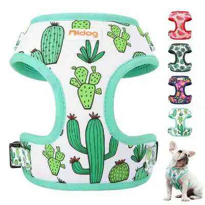 Mesh Nylon Dog Harness Vest Soft Padded Dogs Cat Vests Harnesses Cactus Print For Small Medium Dog Cats French Bulldog Chihuahua