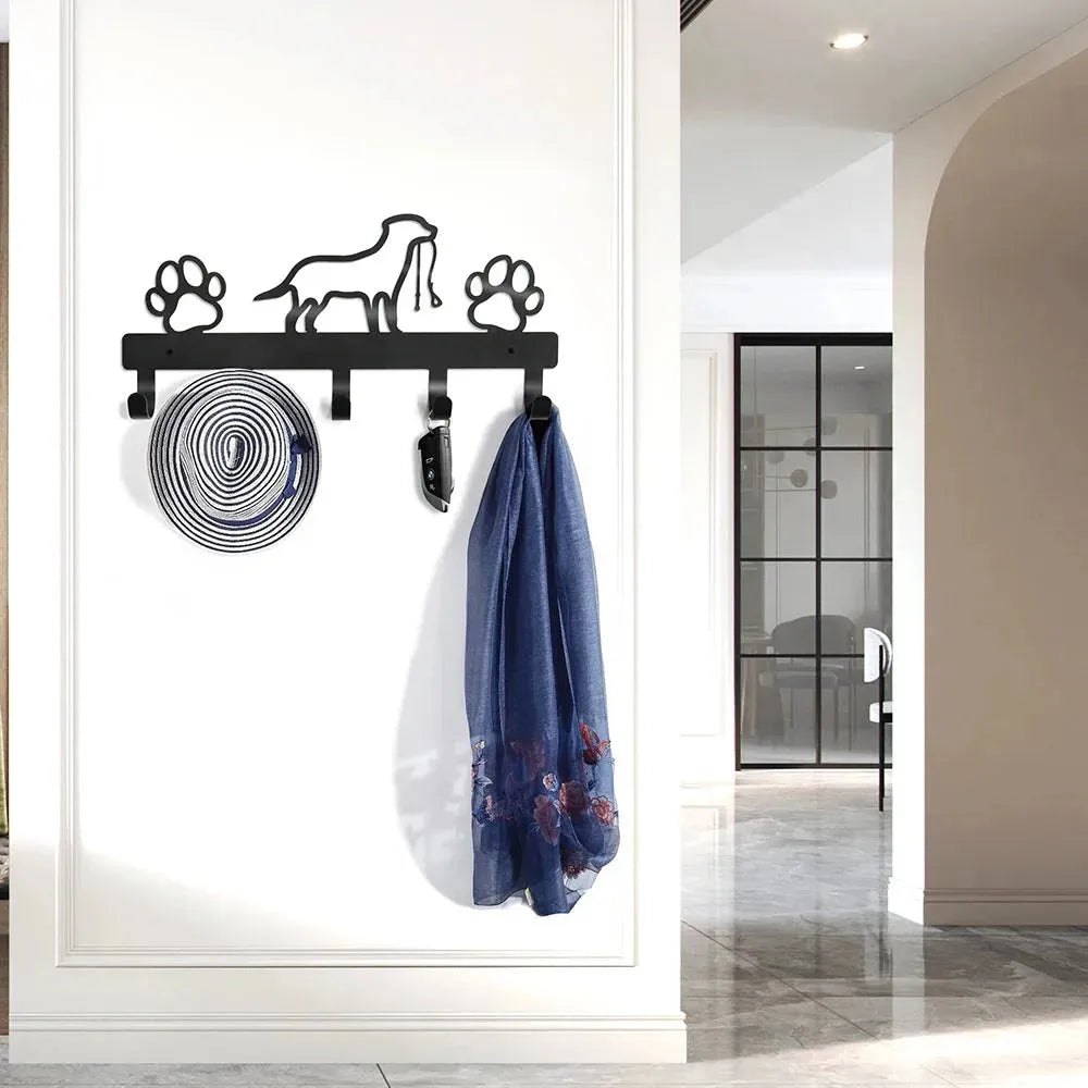 Wall-Mounted Hanger For Dogs Cats Black Metal Dog Clothes Leash Hangers Key Holder Rangement Hooks Hangers Storage Pet Supplier