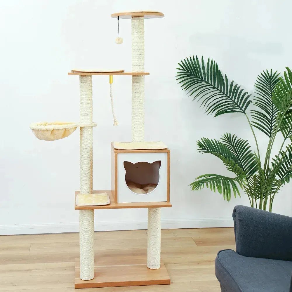 Cat Tree Cat Tower with Scratching Posts and Plush Condo Cat Furniture for Small Spaces Multi-Level Stand House Activity Tower