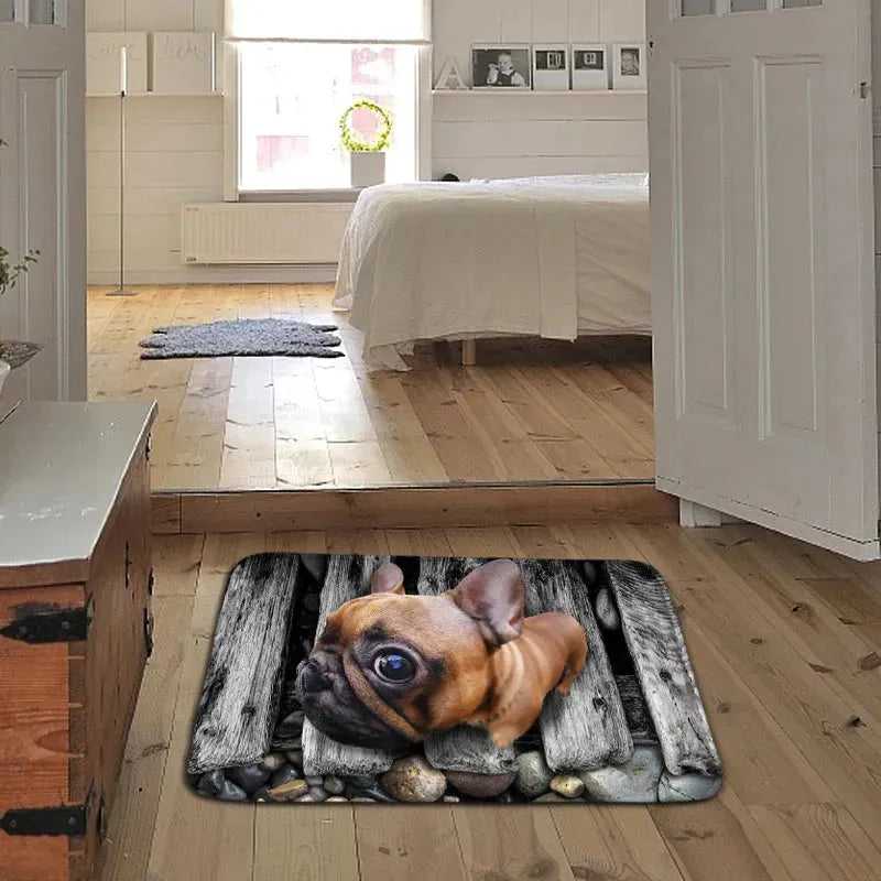 unny Front Entrance Door Carpet 3D Animals Dog Floor Carpets for Living Room Bedroom Non-Slip Kitchen Mats