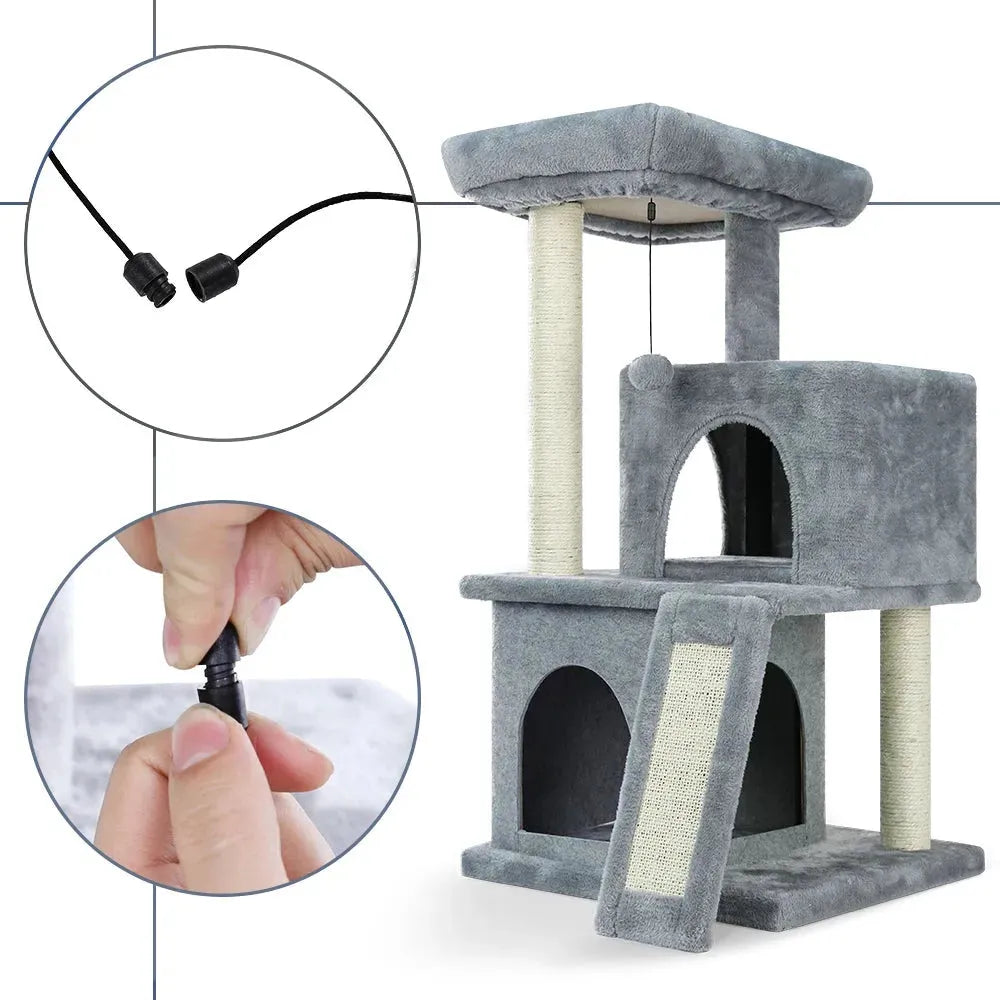 Cat Tree Cat Tower with Scratching Posts and Plush Condo Cat Furniture for Small Spaces Multi-Level Stand House Activity Tower