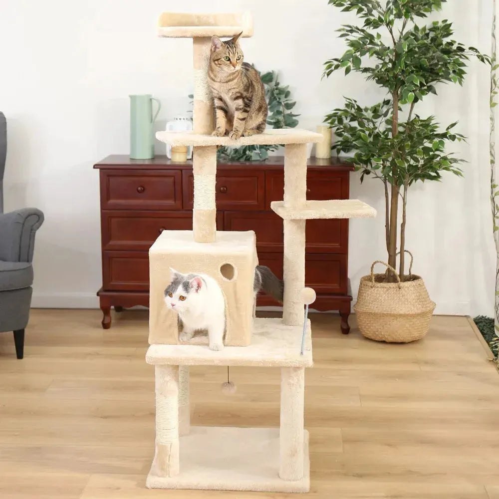 Cat Tree Cat Tower with Scratching Posts and Plush Condo Cat Furniture for Small Spaces Multi-Level Stand House Activity Tower