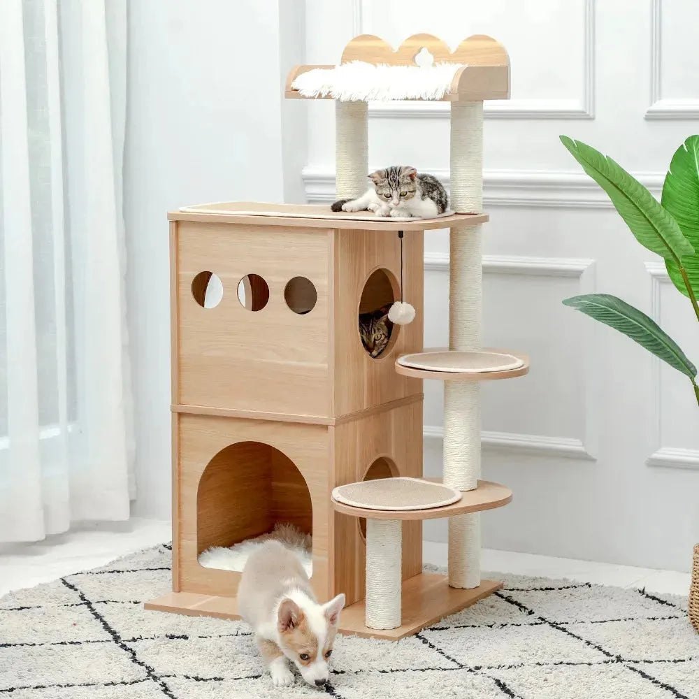 Cat Tree Cat Tower with Scratching Posts and Plush Condo Cat Furniture for Small Spaces Multi-Level Stand House Activity Tower