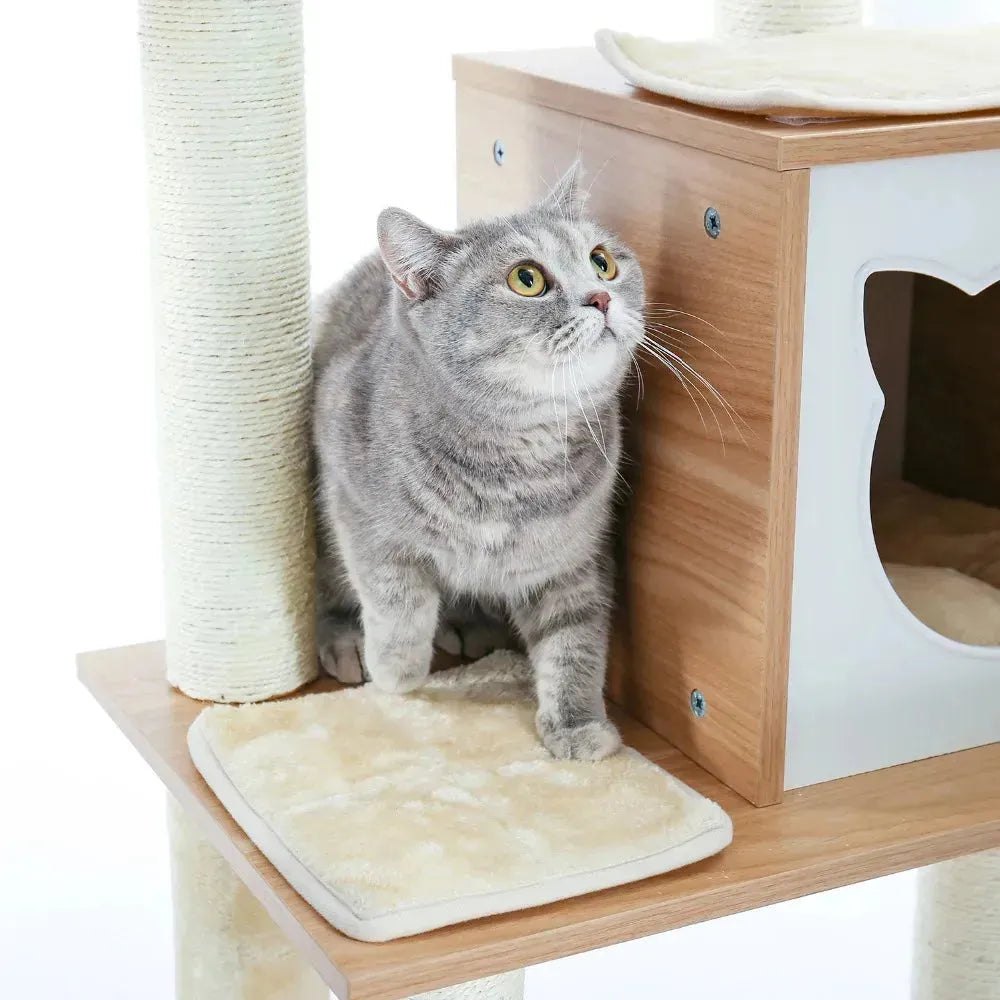 Cat Tree Cat Tower with Scratching Posts and Plush Condo Cat Furniture for Small Spaces Multi-Level Stand House Activity Tower