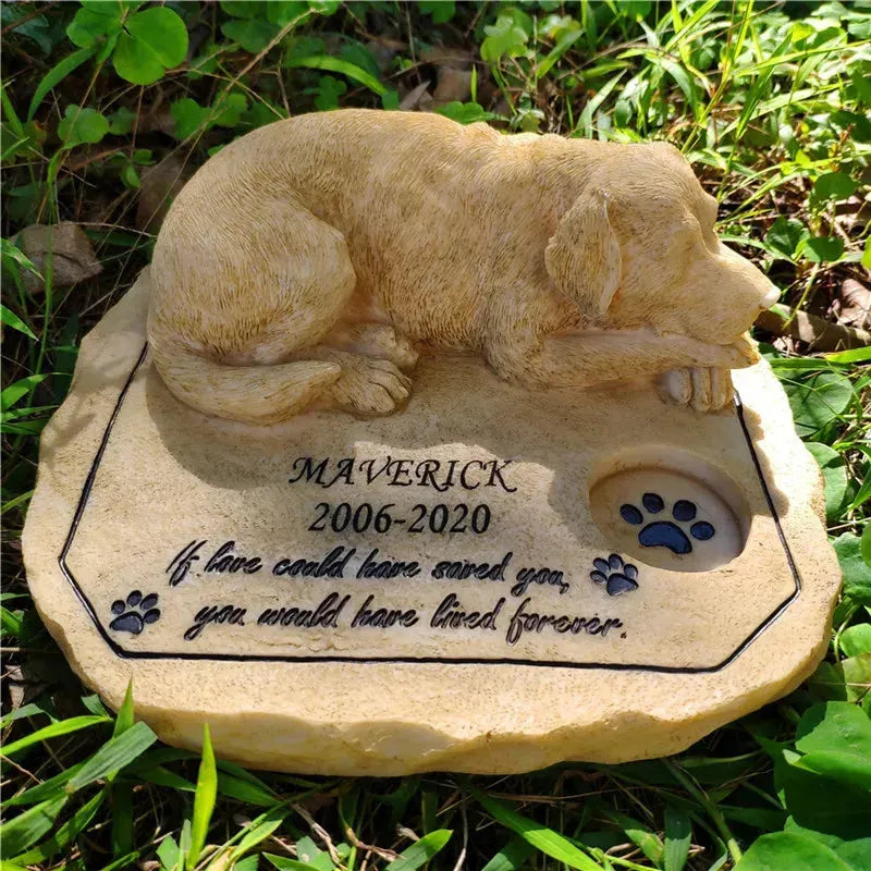 Personalized Pet Memorial Stones Garden Stones Dog Memorial Stones with A Sleeping Dog On The Top JSYS