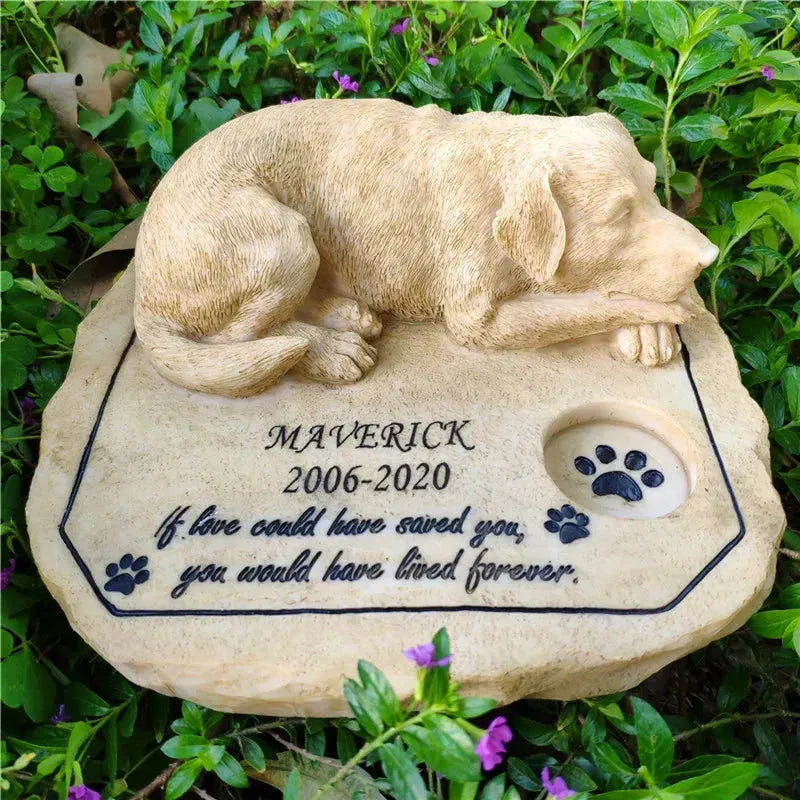 Personalized Pet Memorial Stones Garden Stones Dog Memorial Stones with A Sleeping Dog On The Top JSYS