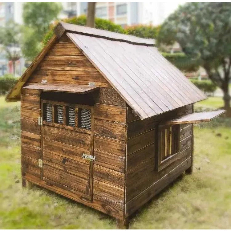 Wooden Dog House Nest Outdoor Rainproof Dog Cat Cage Modern Pet Kennels Warm Small Large Dogs Universal House H