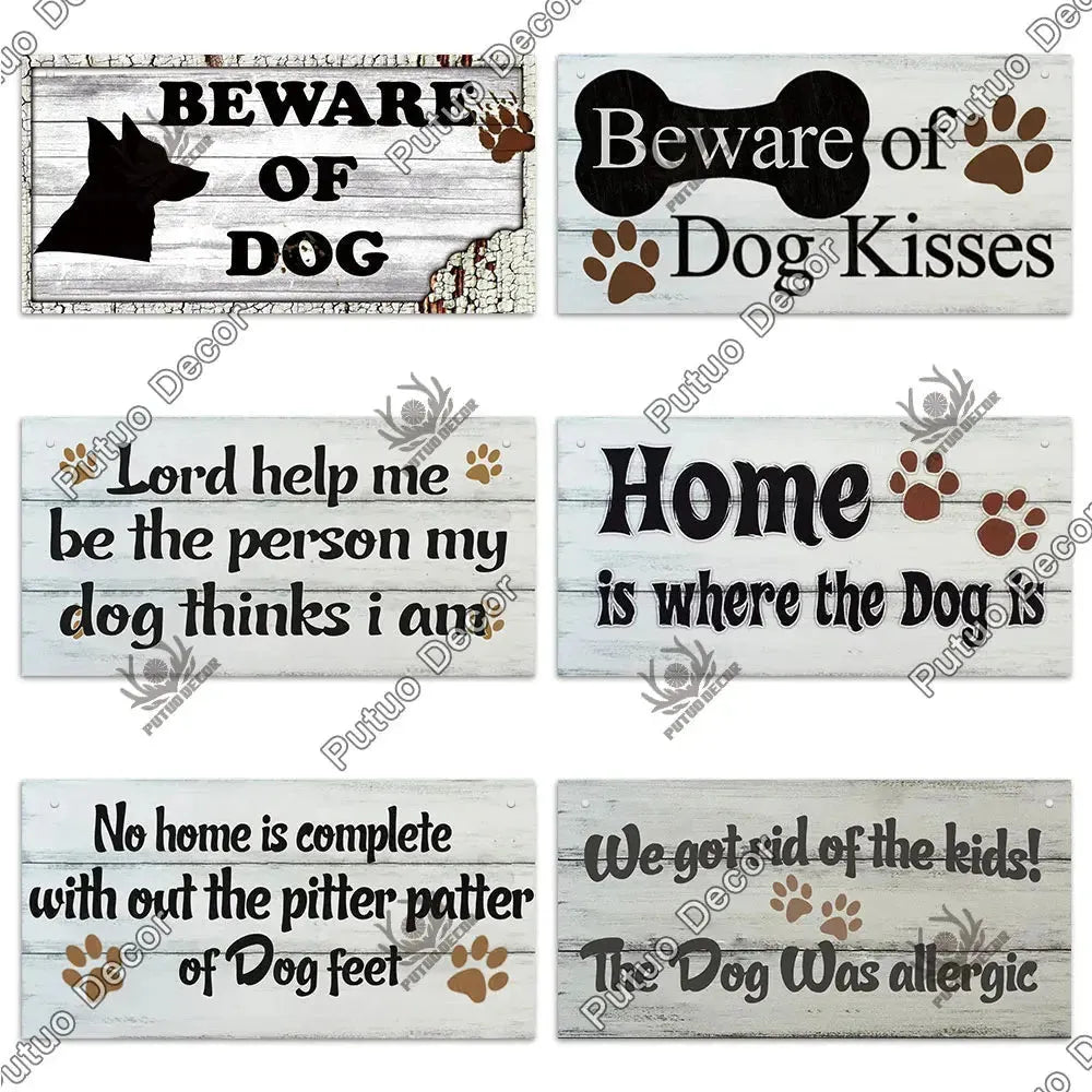 Putuo Decor Pet Dog Love Gifts Wooden Plaque Sign Wood Hanging Sign for Dog House Decor Home Decoration Wooden Wall Plaque