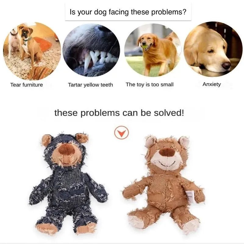 Pet Teddy Bear Soundmaking Toy Plush Interactive Dog Toys Grinding Cleaning Teeth Anti Bite Abreact Plaything Bear Pets Supplies