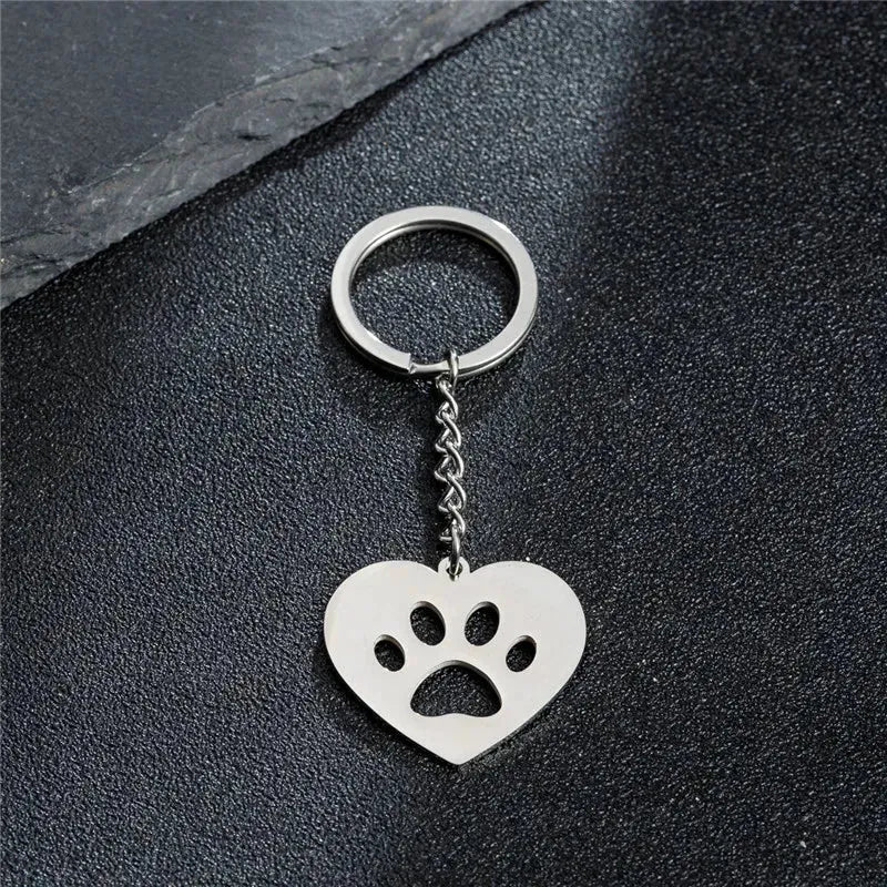 Stainless Steel Animal Keychain Cartoon Bulldog Key Rings Multiple Style Dog Keychains Key Holders Pendant Accessories Gift