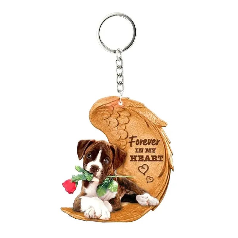 1 Piece 23 Style Dog Forever In My Heart Angel Pendant Bag Key Chains Car Keychain Keyring Pet Jewelry Gift For Women Girls