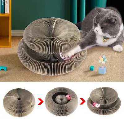 Funny Cat Toy Bed 3 IN 1 Cat Scratcher Cardboard With Ball Toys Collapsible Cat Scratcher Lounge Bed Scratching Pad 3 Types