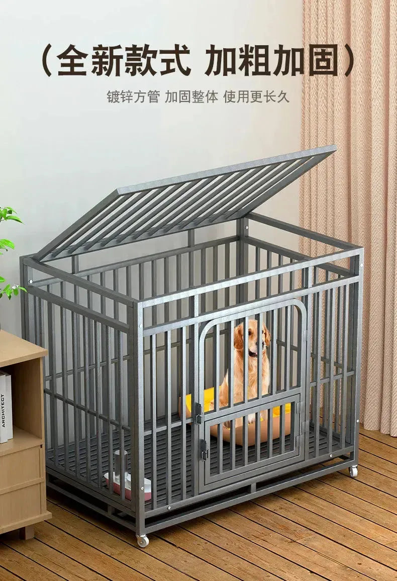 Large Dog Cages with Thickened All Square Tubes Indoor Pet Cages with Toilets Iron Cages Dog Nests