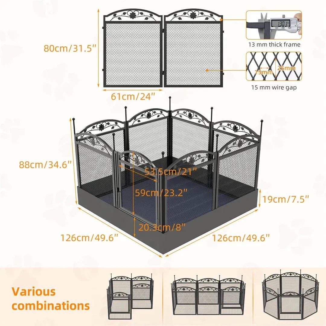 8 Panels DIY Heavy Duty Dog Playpen Pen Outdoor Indoor Dog Puppy Metal Fence with Waterproof Fertility Pad for Whelping,Training