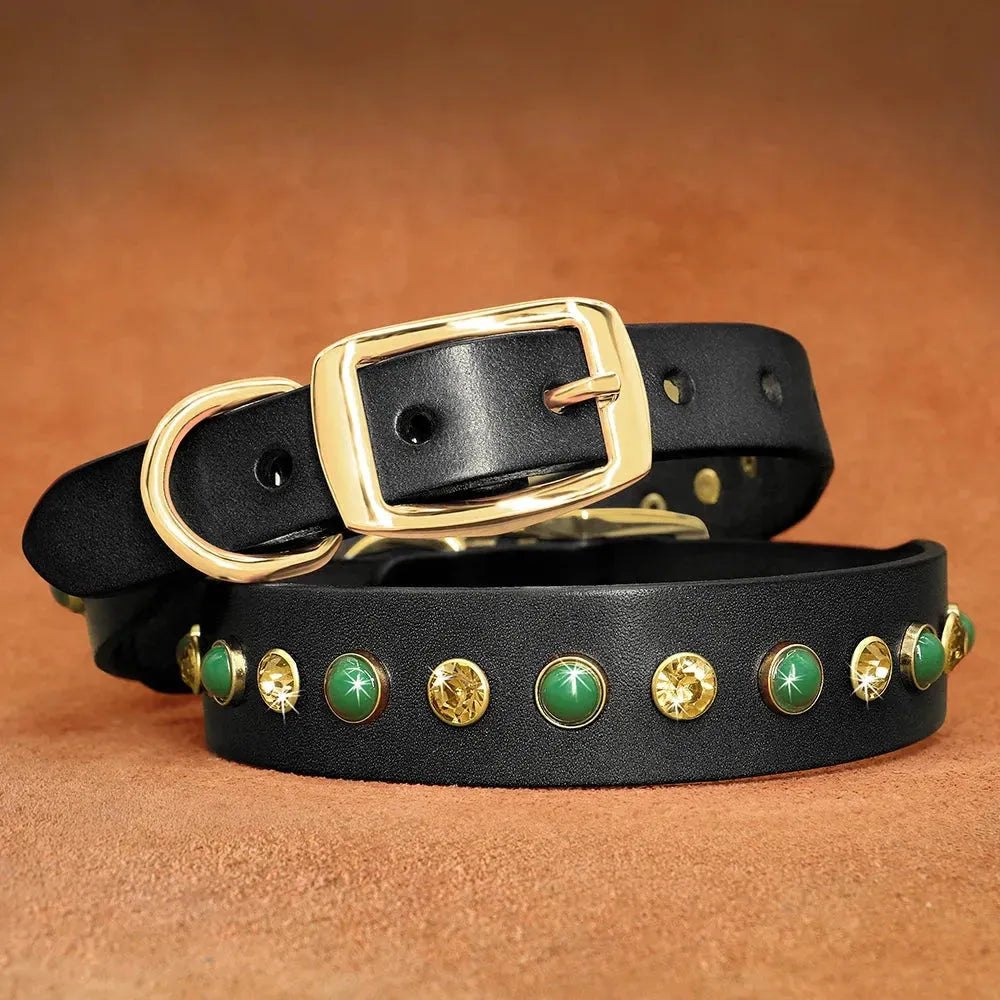 Regal Diamonds Leather Pet Dog Collar