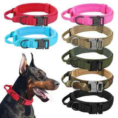 Dog Military Tactical Collar Durable Nylon Pet Training Collars Necklace With Handle Strong For Medium Large Dogs French Bulldog
