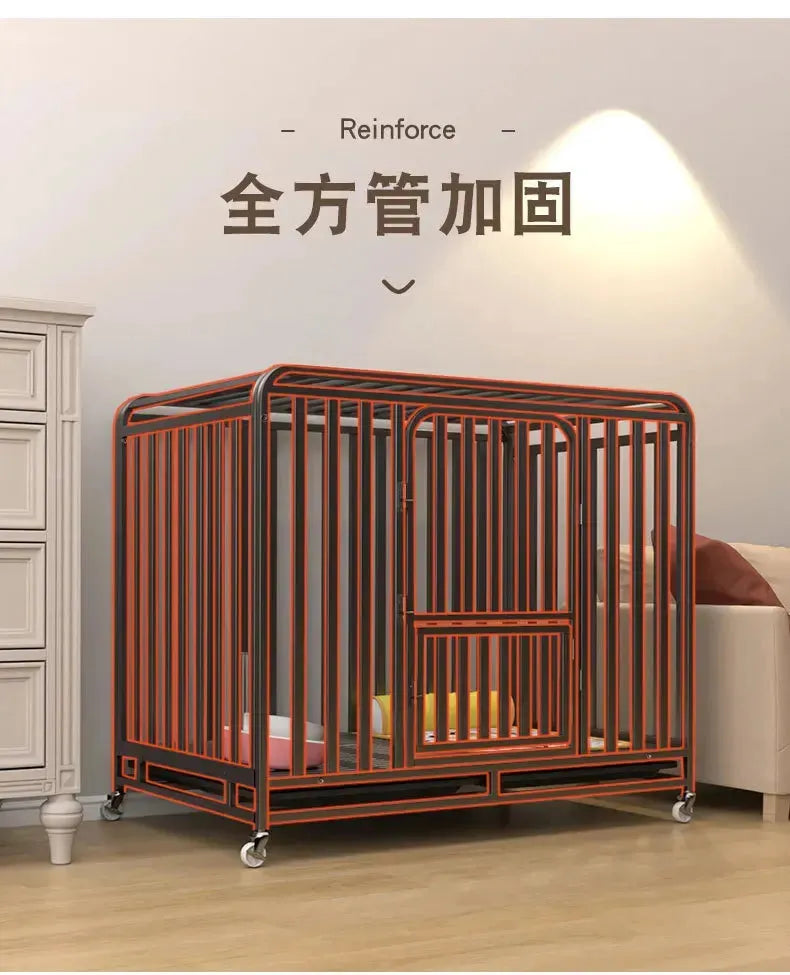 Large Dog Cages with Thickened All Square Tubes Indoor Pet Cages with Toilets Iron Cages Dog Nests