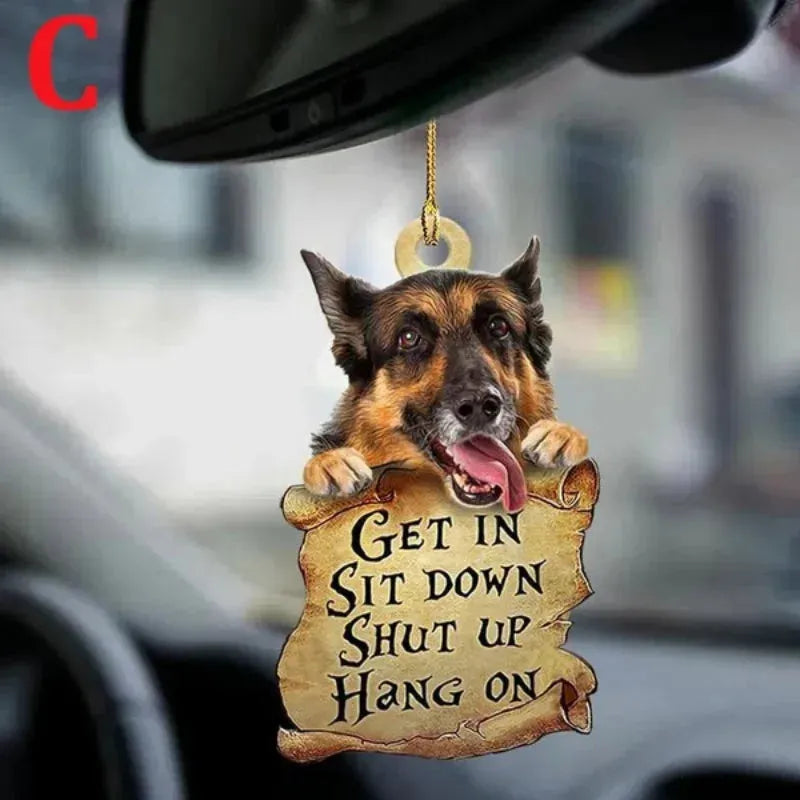 STONEGO Cute Dog Ornament Lovely Acrylic Animal Car Hanger Car Decor Two Sided Ornament