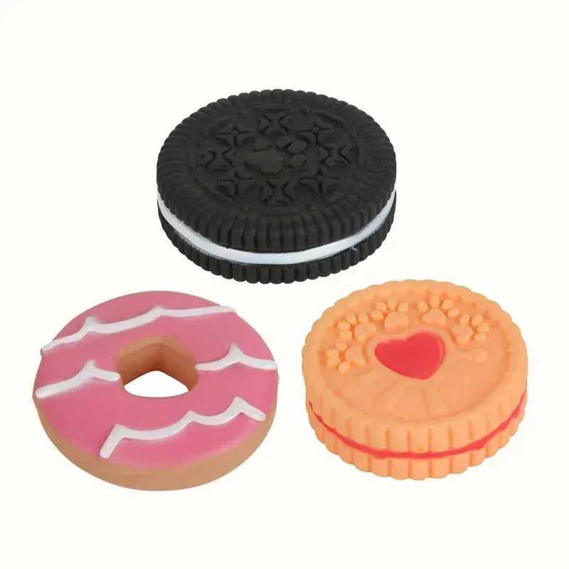 Dog Chewing Toy Simulation Biscuit Cake Anti Bite Latex Plaything Grinding Teeth Cleaning Interactive Training Toys Pet Supplies