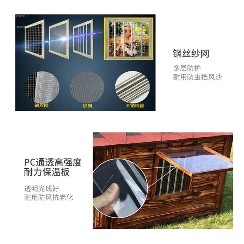 Home Solid Wood Dog Houses Outdoor Rainproof Pet Kennel Indoor Winter Warm Dog House Large Dog Waterproof Four Seasons Universal