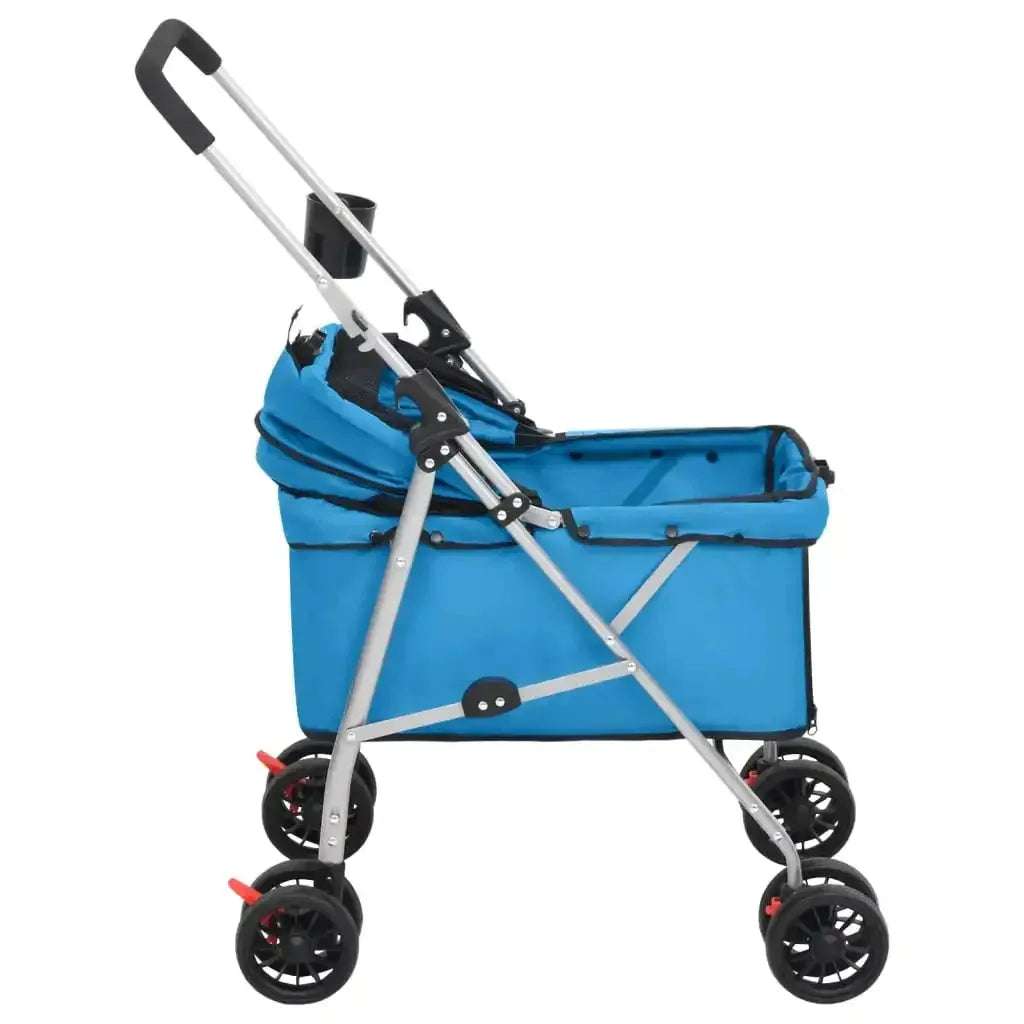 Folding Dog Stroller Blue 76x50x100cm Oxford Fabric