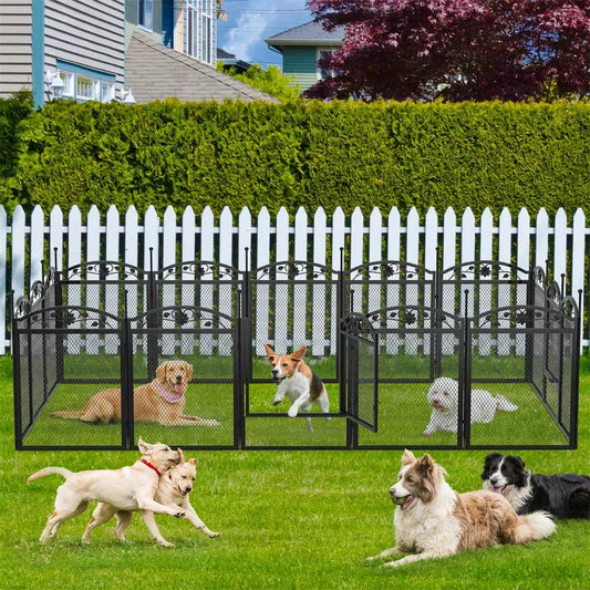 8 Panels DIY Heavy Duty Dog Playpen Pen Outdoor Indoor Dog Puppy Metal Fence with Waterproof Fertility Pad for Whelping,Training