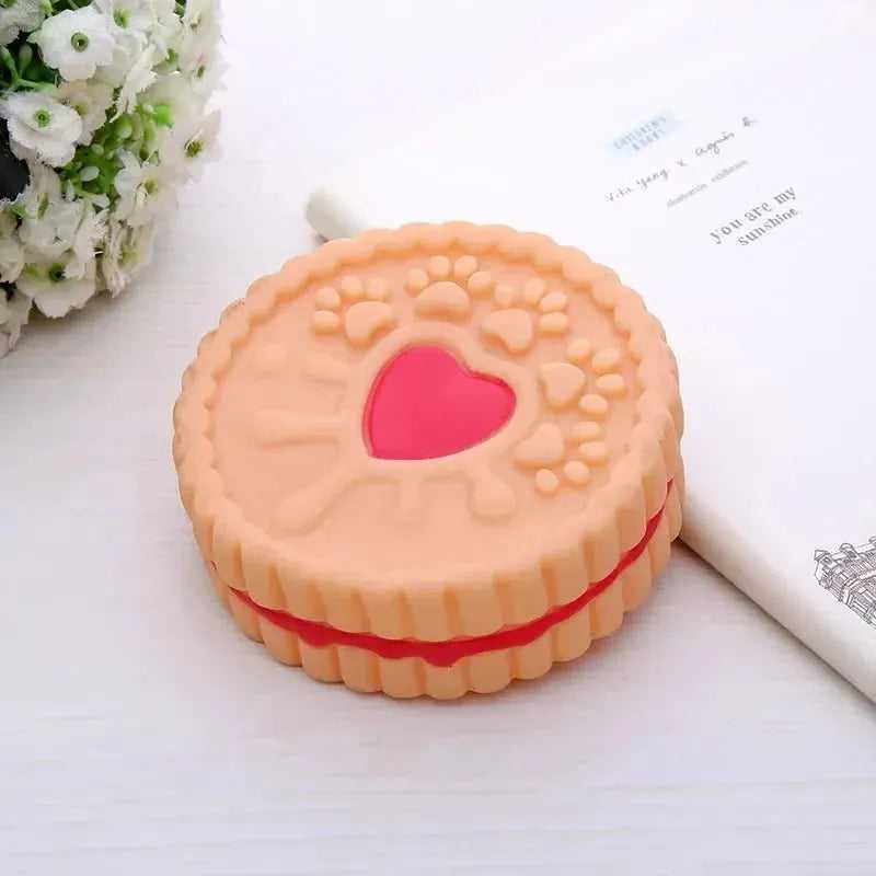 Dog Chewing Toy Simulation Biscuit Cake Anti Bite Latex Plaything Grinding Teeth Cleaning Interactive Training Toys Pet Supplies