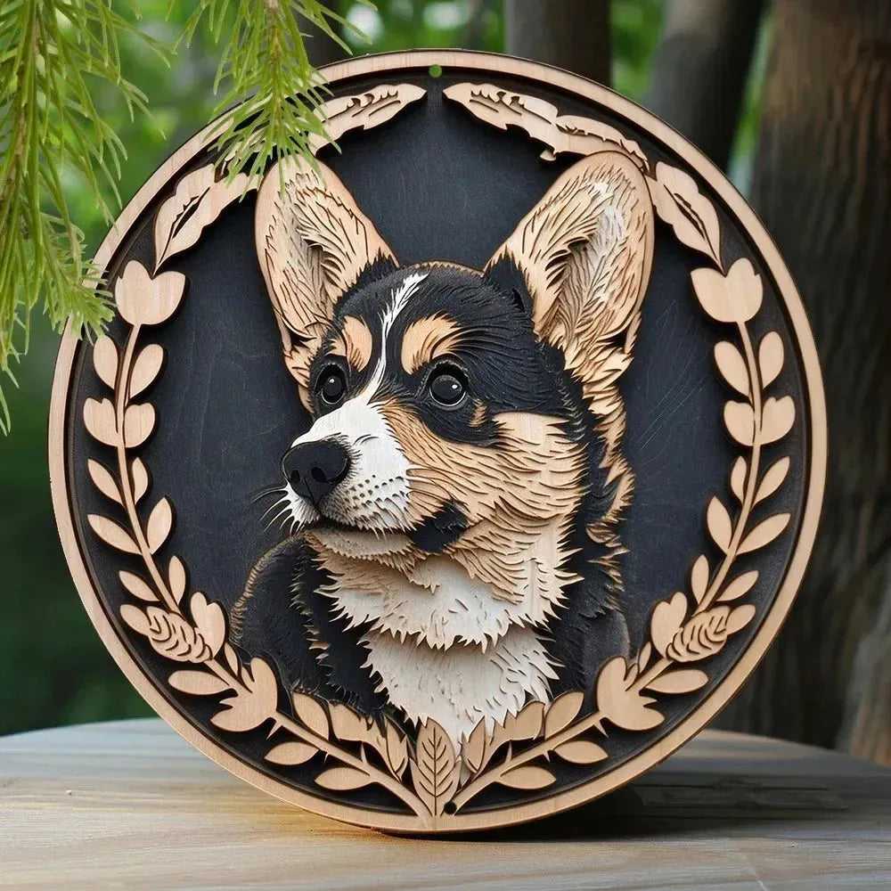 Funny Cute Dog Theme Posters Round Metal Aluminum Sign Desktop Decorative Plates for Bar Cafe Club Yard Home Office Wall Decor