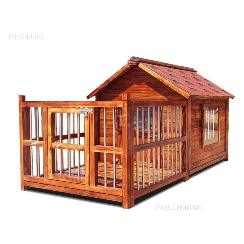 Large Dog Houses Solid Wood Outdoor Waterproof for Home Dogs Kennel Creative Breathable Pet Cage Pets Fences Villa Supplies T U