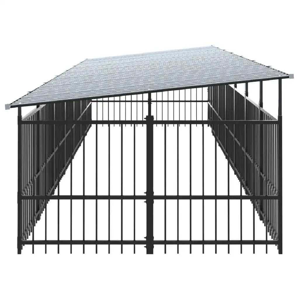 Outdoor Dog Kennel with Roof Steel 13.14 m²