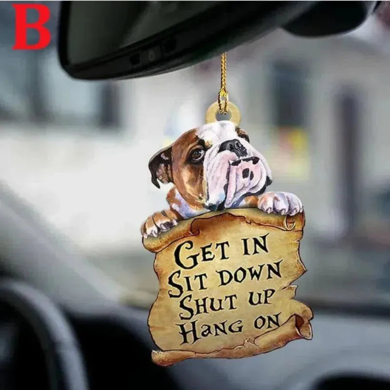 STONEGO Cute Dog Ornament Lovely Acrylic Animal Car Hanger Car Decor Two Sided Ornament