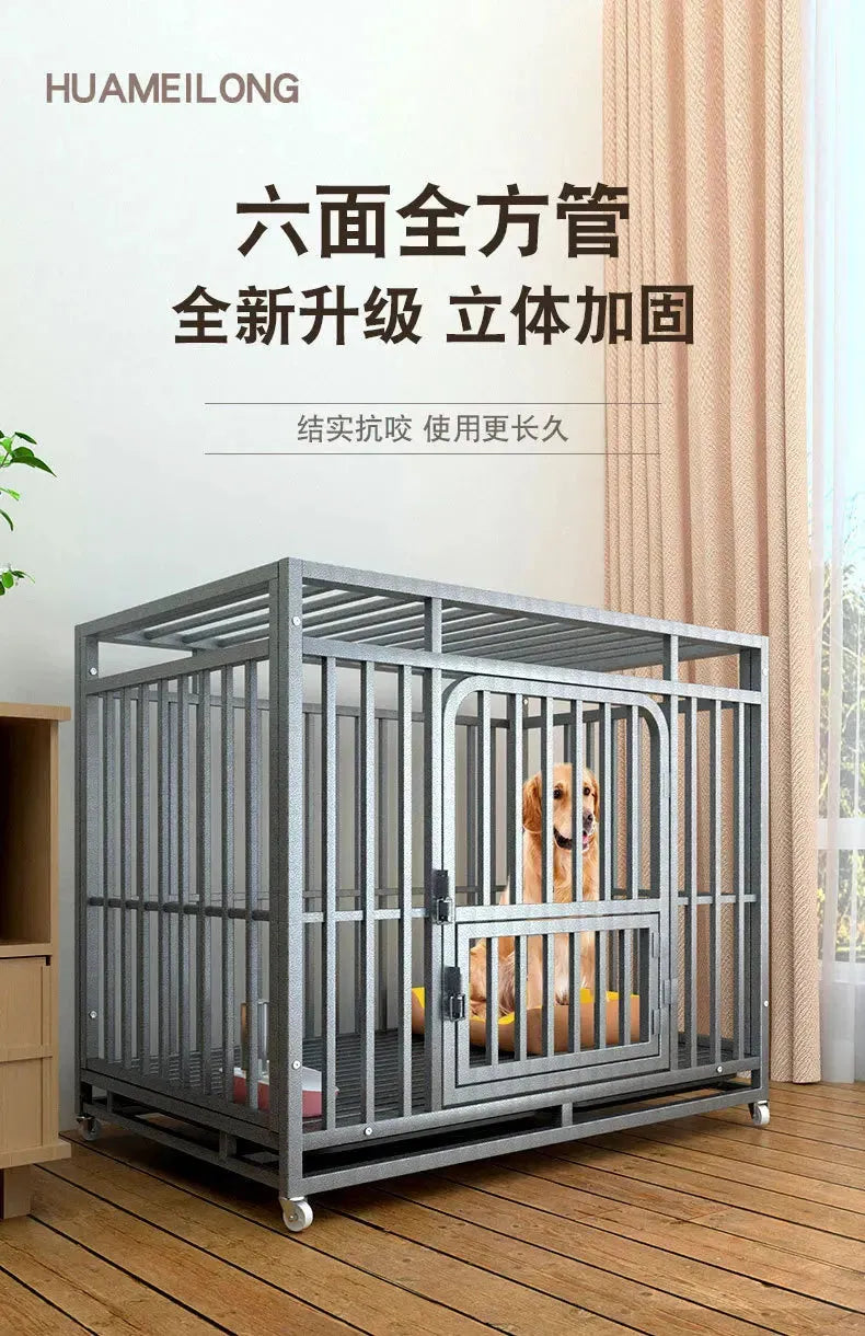 Large Dog Cages with Thickened All Square Tubes Indoor Pet Cages with Toilets Iron Cages Dog Nests