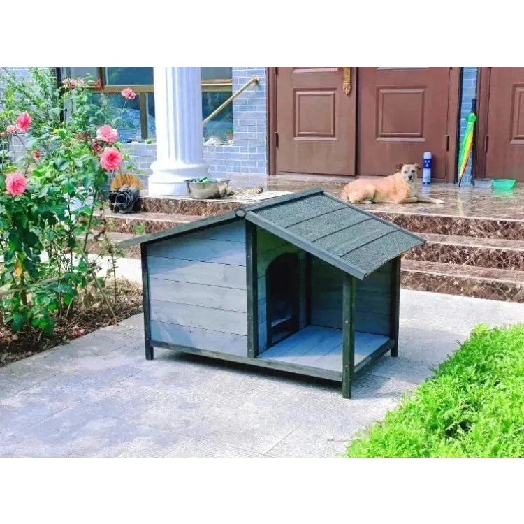 Outdoor Solid Wood Waterproof Dog Houses Large, Medium and Small Anti-corrosion Pet Houses Villa Indoor Dog House Kennels B