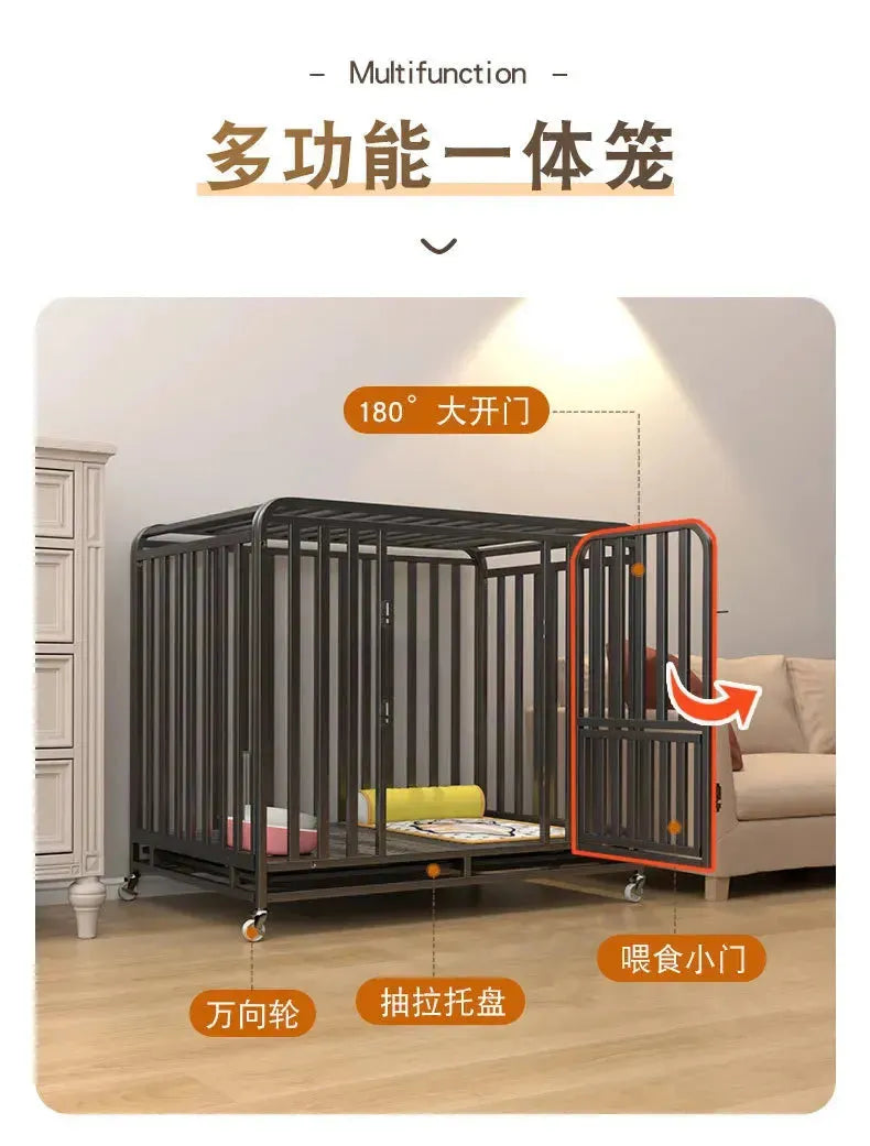 Large Dog Cages with Thickened All Square Tubes Indoor Pet Cages with Toilets Iron Cages Dog Nests