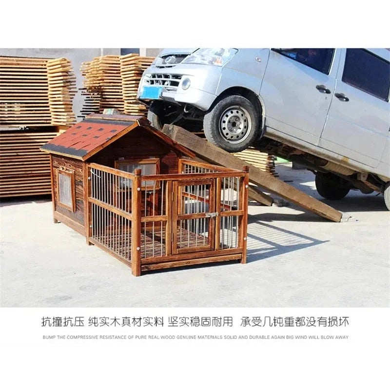 Outdoor Waterproof Kennel Four Seasons Universal Solid Wood Dog Houses Indoor Dog Cage Large Dog House Winter Warm House for Dog