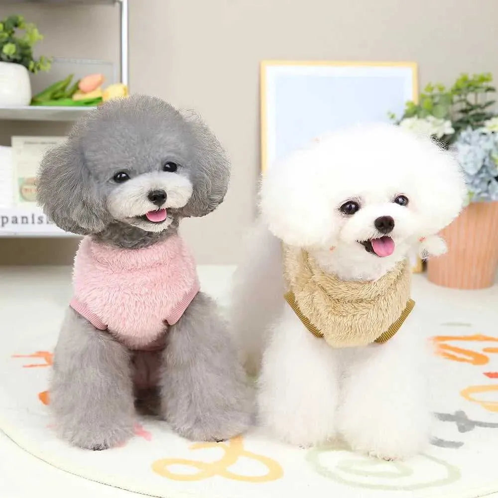 Warm Fur Dog Clothes Cute Puppy Cat T-Shirt Soft Plush Pet Clothing Small Medium Dogs Outfit For Cats Yorkshire Shih Tzu Perro