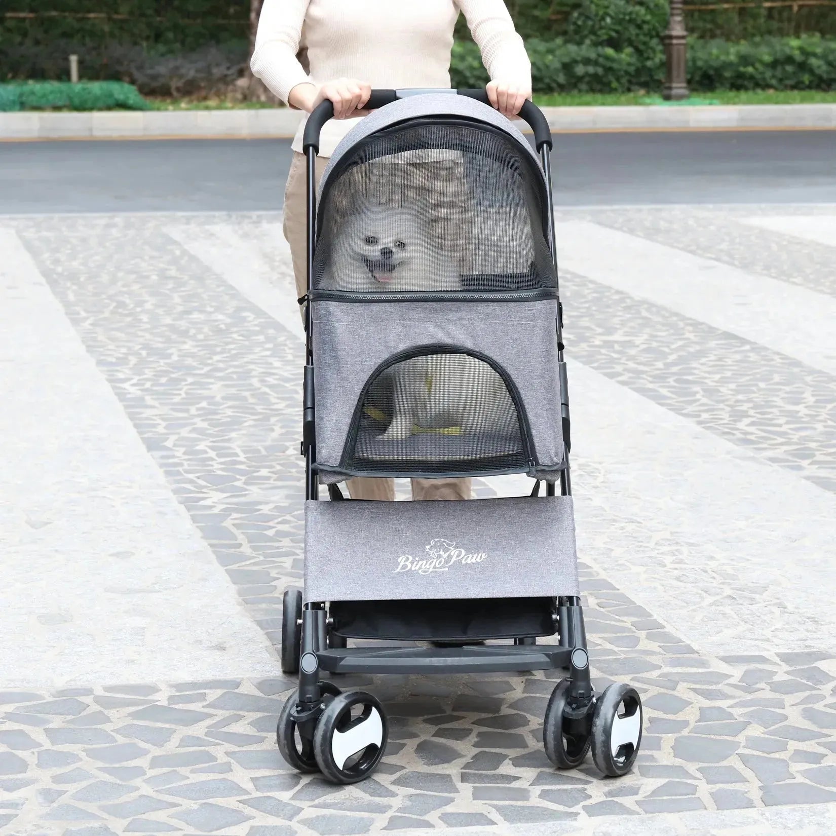 Large Pet Stroller Pram Dog Carrier Trailer Stroller Travel Walk Carrier with Detachable Carrier Cart Load 30kg