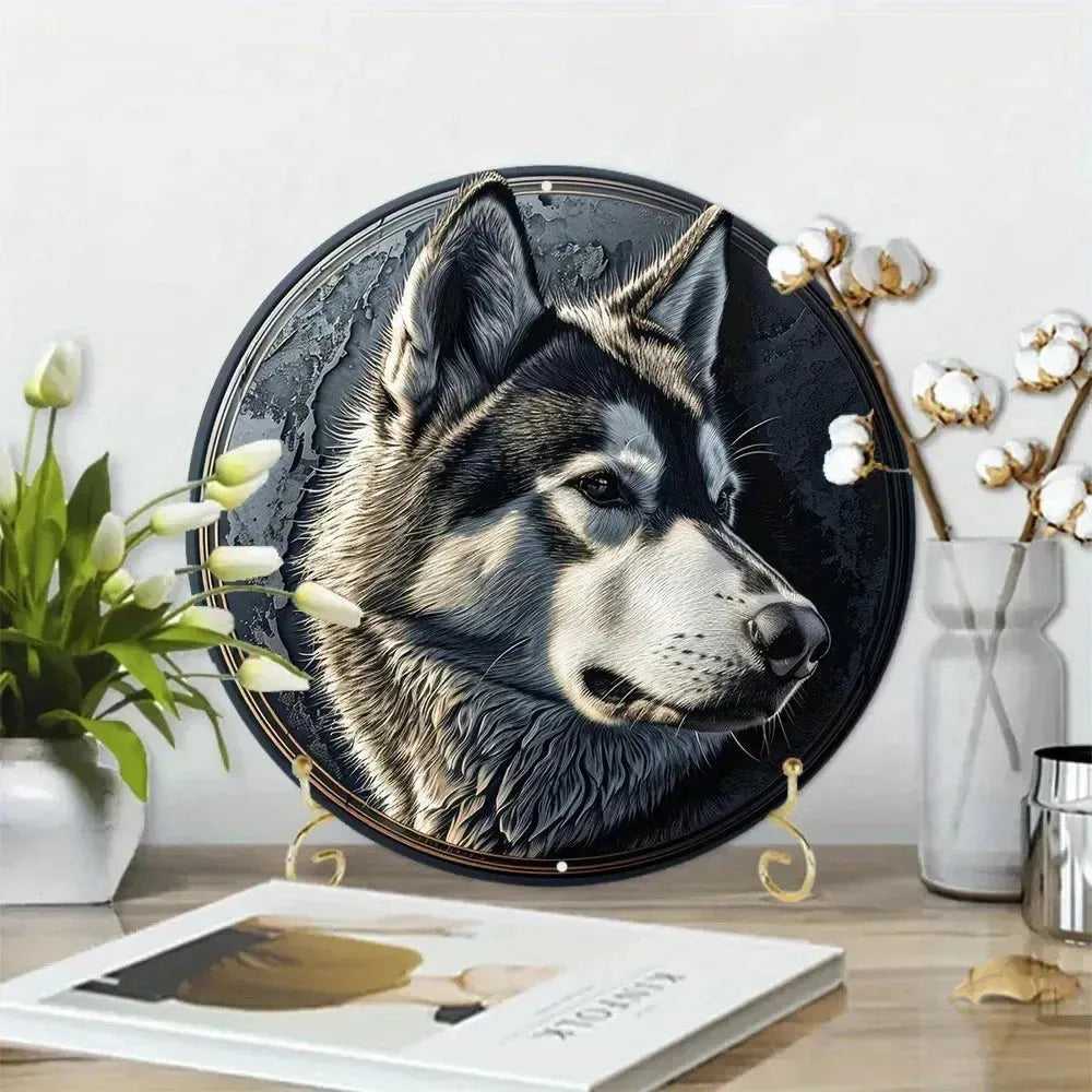 Funny Cute Dog Theme Posters Round Metal Aluminum Sign Desktop Decorative Plates for Bar Cafe Club Yard Home Office Wall Decor