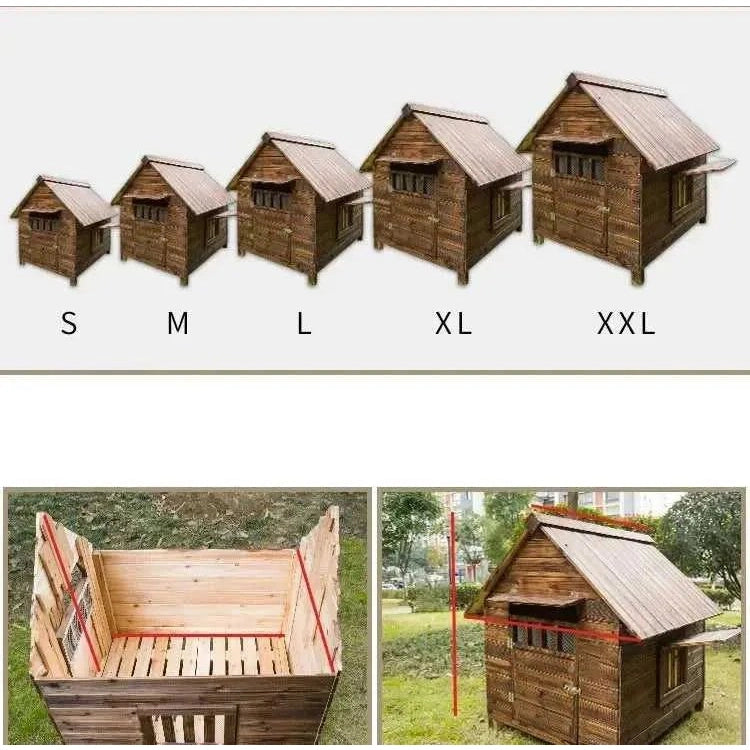 Wooden Dog House Nest Outdoor Rainproof Dog Cat Cage Modern Pet Kennels Warm Small Large Dogs Universal House H