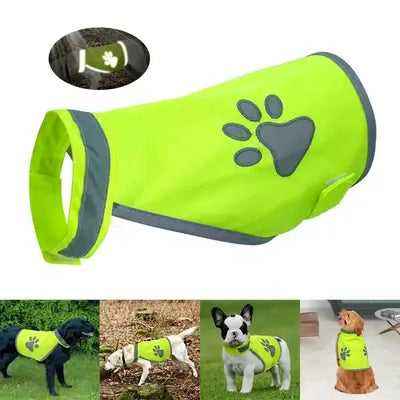 Reflective Nylon Dog Cat Harness Breathable Paw Print Pet Vest Harness Clothes Adjustable for Small Large Dogs Cats Bug Bulldog