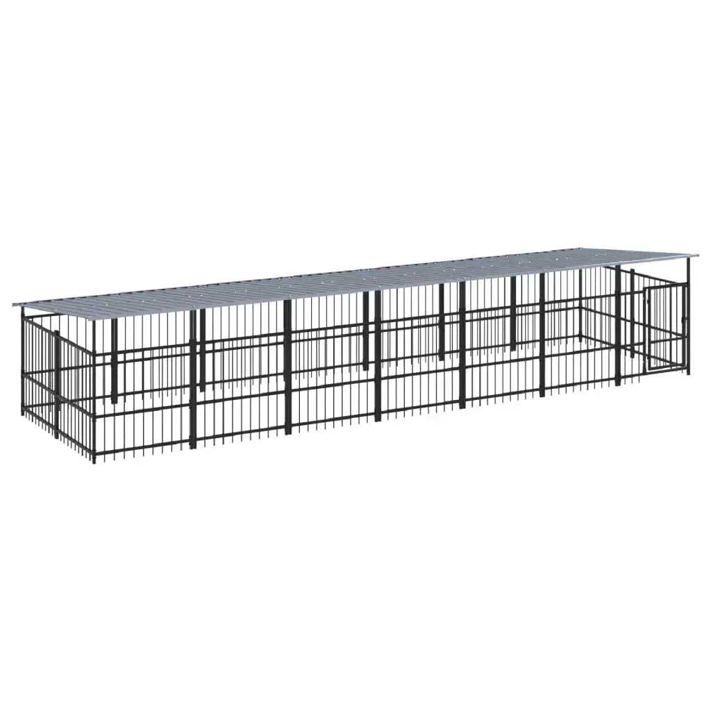 Outdoor Dog Kennel with Roof Steel 13.14 m²