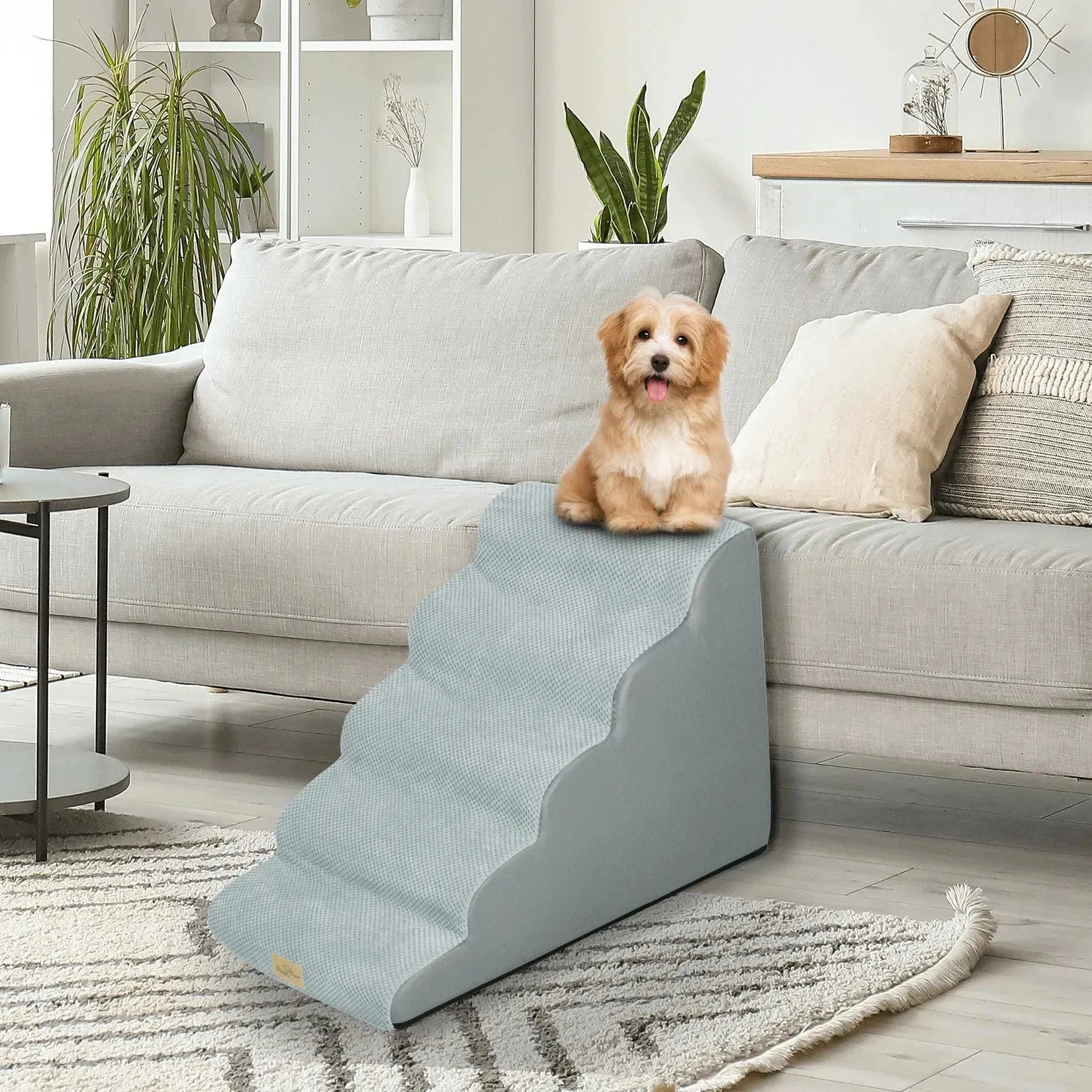 Dog Stairs Ramp for Beds Couches,Extra Wide Pet Steps with Durable Non-Slip Waterproof Fabric Cover, Dog Slope Stairs Friendly